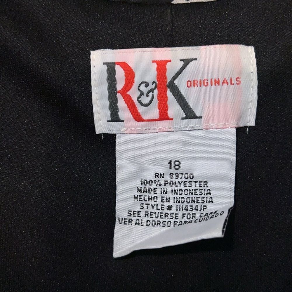 R&K Originals Size 18 Black/White Tie at the Waist  Dress V Neck Cap Sleeves - Picture 3 of 10